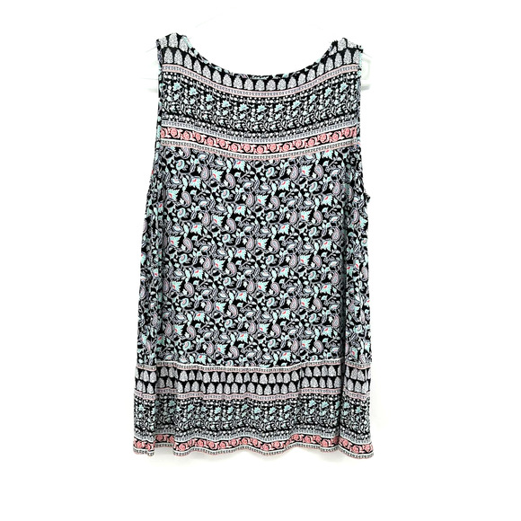 J Jill wearever collection size medium tank top blue red white floral peplum - Picture 2 of 5